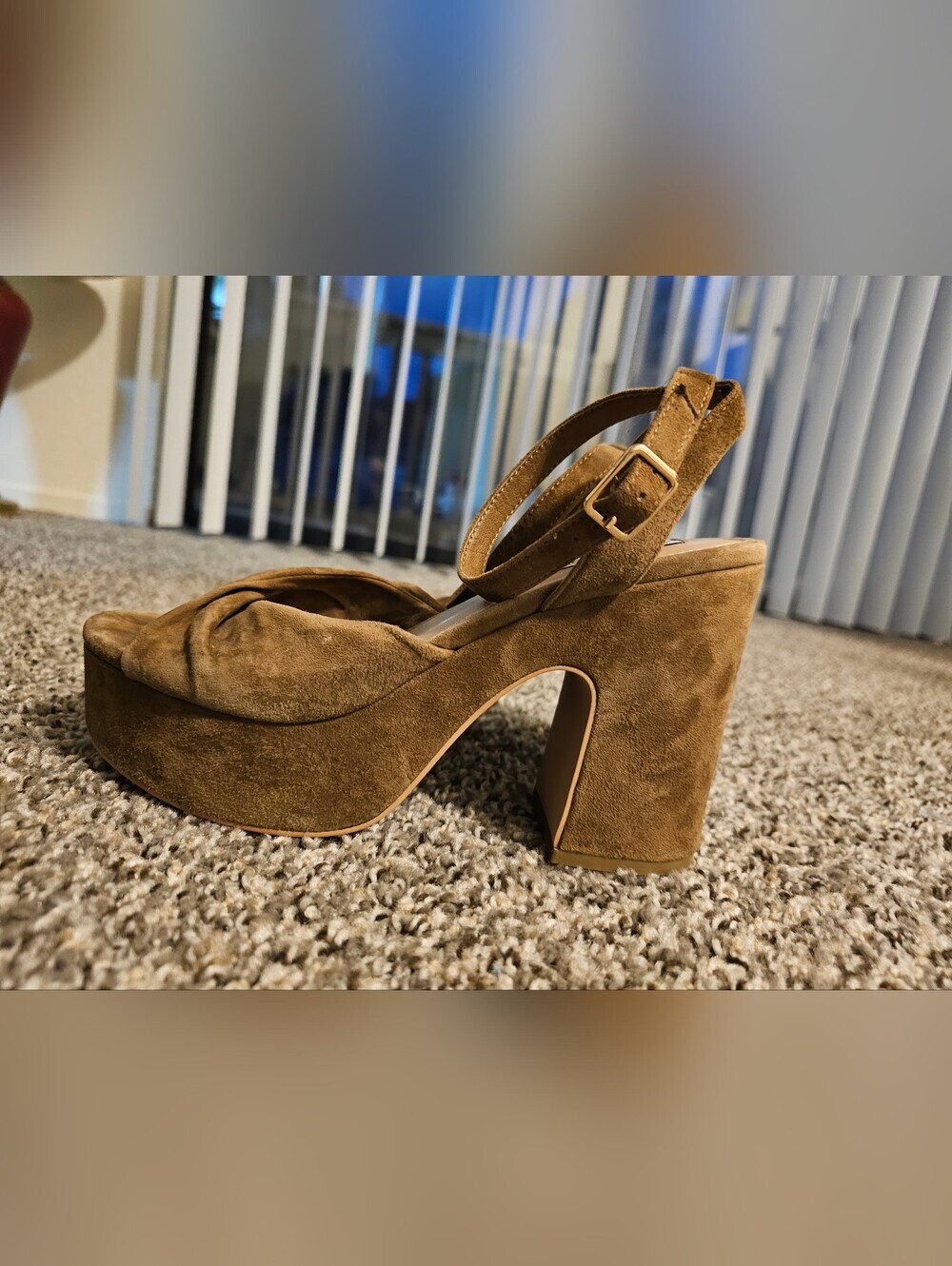 Steve Madden Tan Suede Knot Front Ankle Strap Sandals